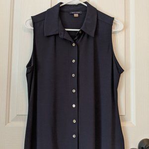 Dark Blue Sleeveless Blouse